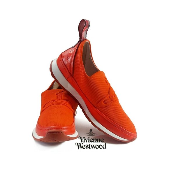 NIB Vivienne Westwood Giveh Trainers Orange Women Size 38 EU Low Top Sneakers